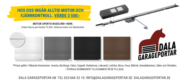 Motor och fjärrkontroll, vit garageport, grå garageport, svart garageport, brun garageport